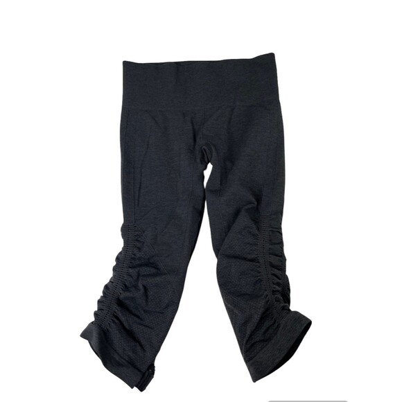 Lululemon In The Flow Crop II Heathered Deep Coal Black Leggings #387 - Picture 1 of 12